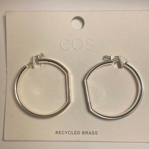 COS Recycled Brass Modern Flat Side Hoop Earrings